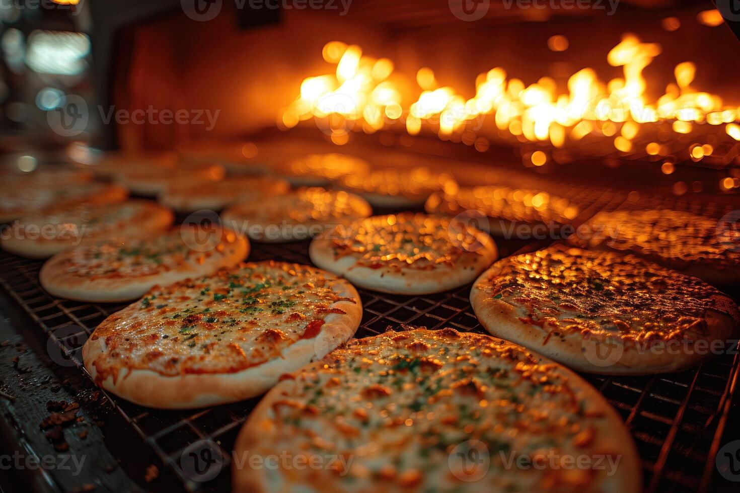 ai genererad se inuti de ugn bricka bakning pizza professionell reklam mat fotografi foto