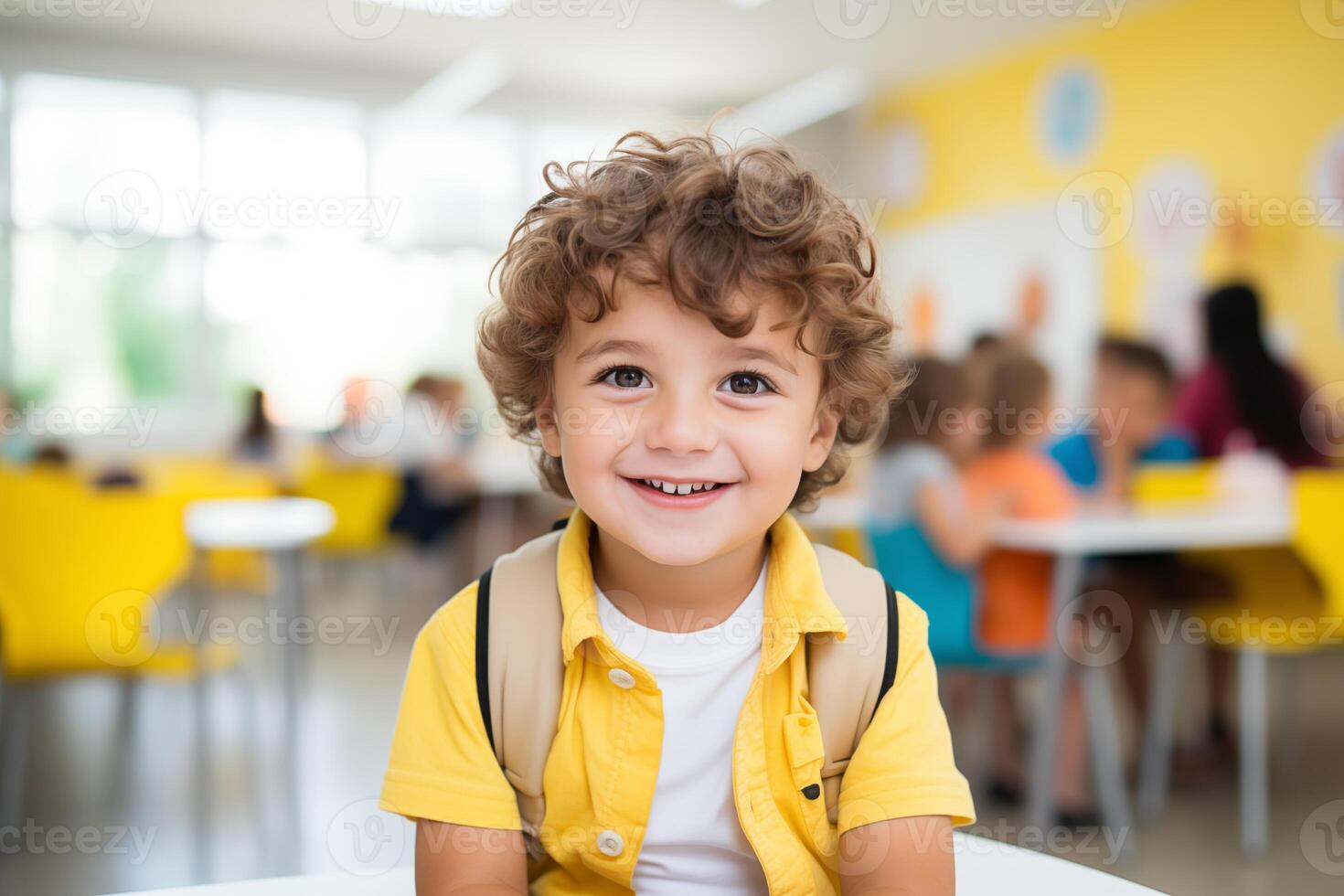 ai genererad barn spelar med pedagogisk leksaker Sammanträde på tabell på dagis. tidigt utbildning. montessori inlärning verktyg för barn. generativ ai foto