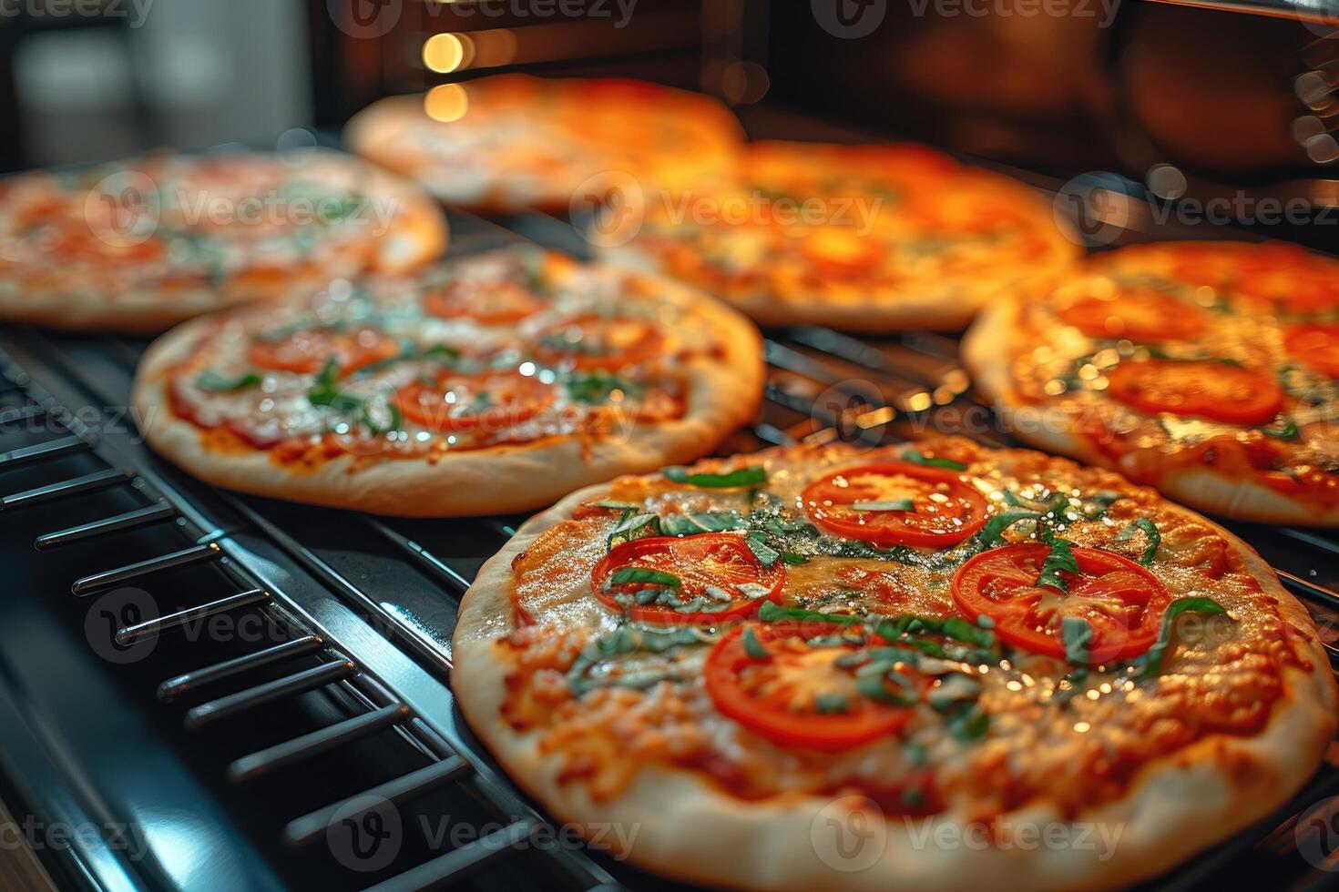 ai genererad se inuti de ugn bricka bakning pizza professionell reklam mat fotografi foto