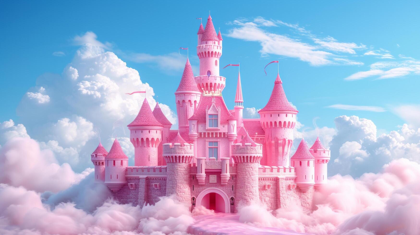ai genererad skön rosa prinsessa slott foto