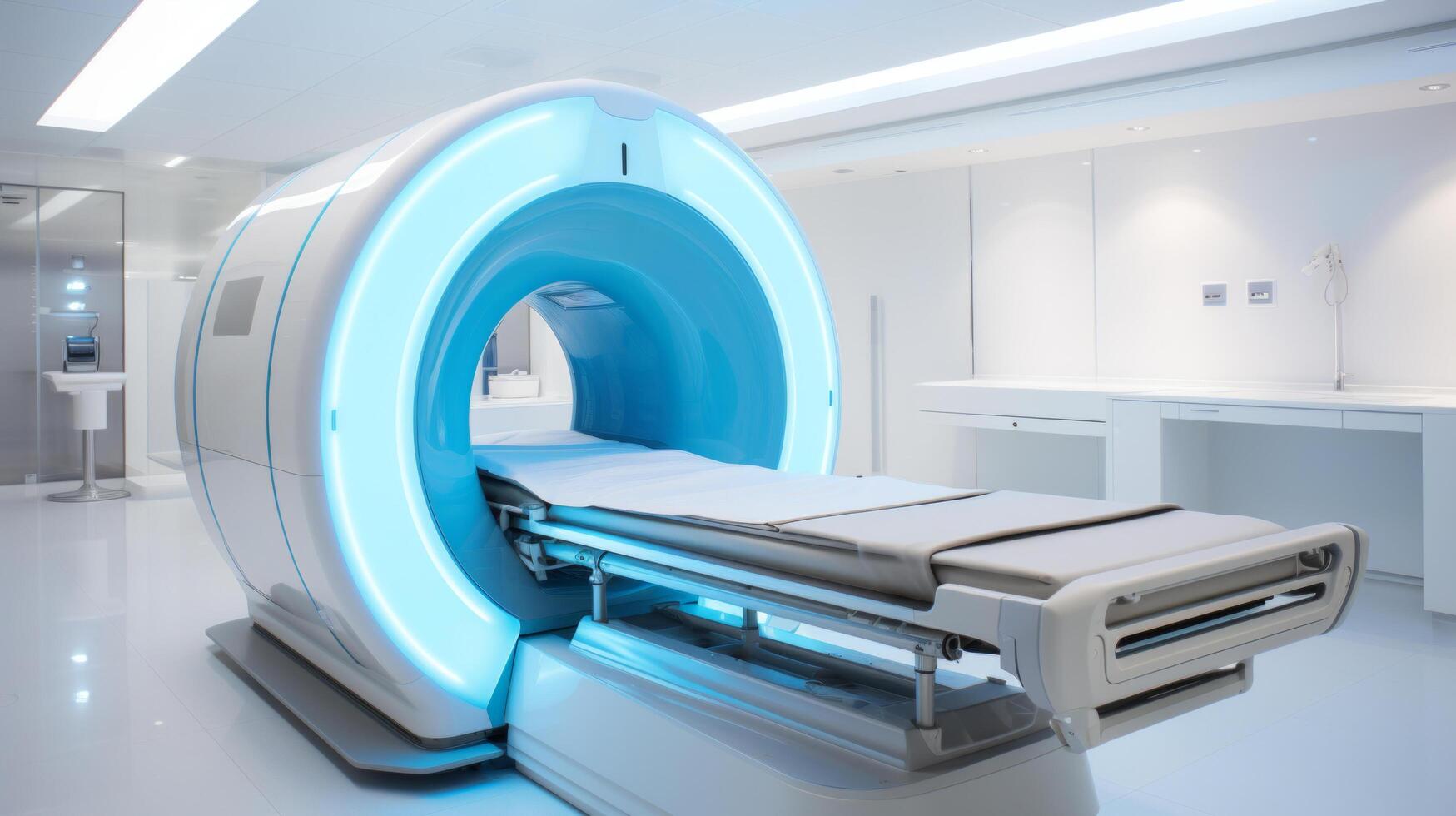 ai genererad en toppmodern mri scanner, erbjudande hög upplösning avbildning för exakt medicinsk diagnostik. foto