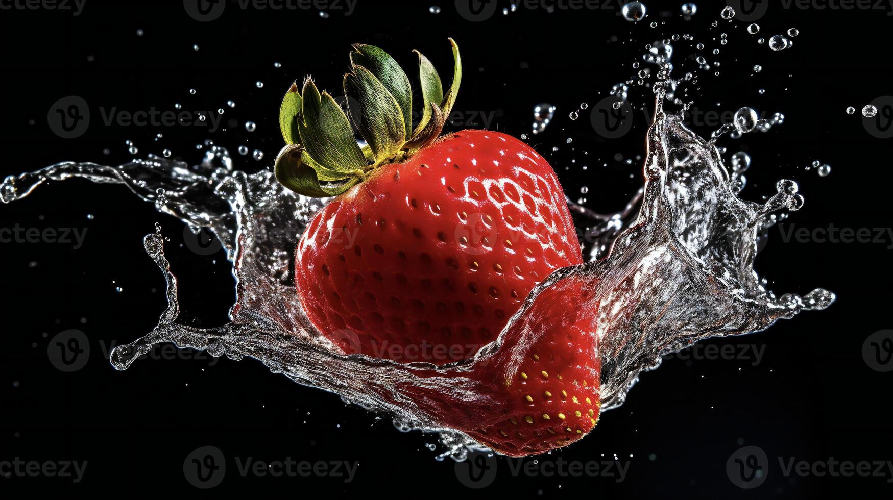 ai genererad en jordgubb är stänk i vatten foto