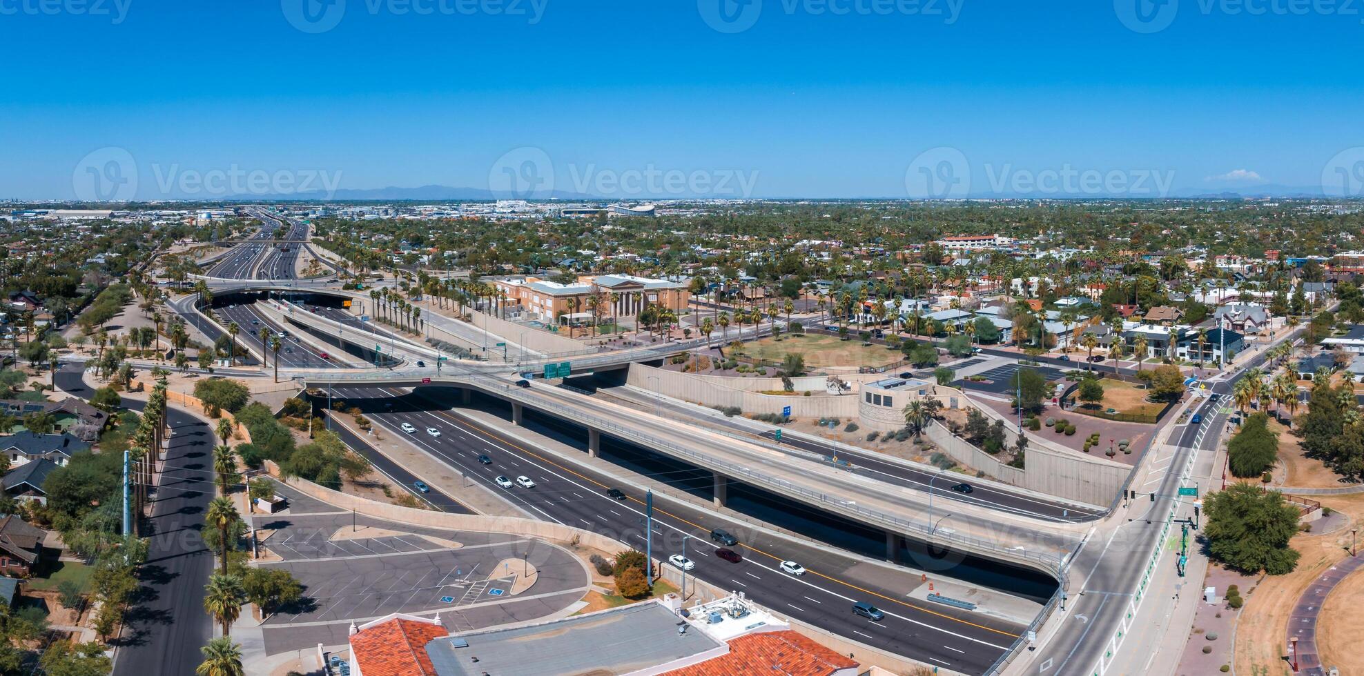 fågel Fenix stad stadens centrum horisont stadsbild av arizona i usa. foto