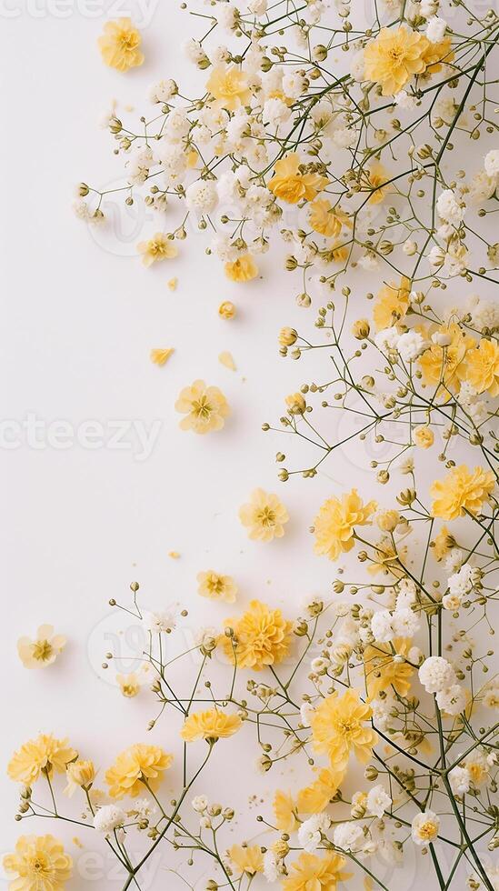 ai genererad Gypsophila glöd gul blooms från ovan foto