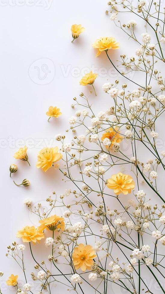 ai genererad Gypsophila glöd gul blooms från ovan foto