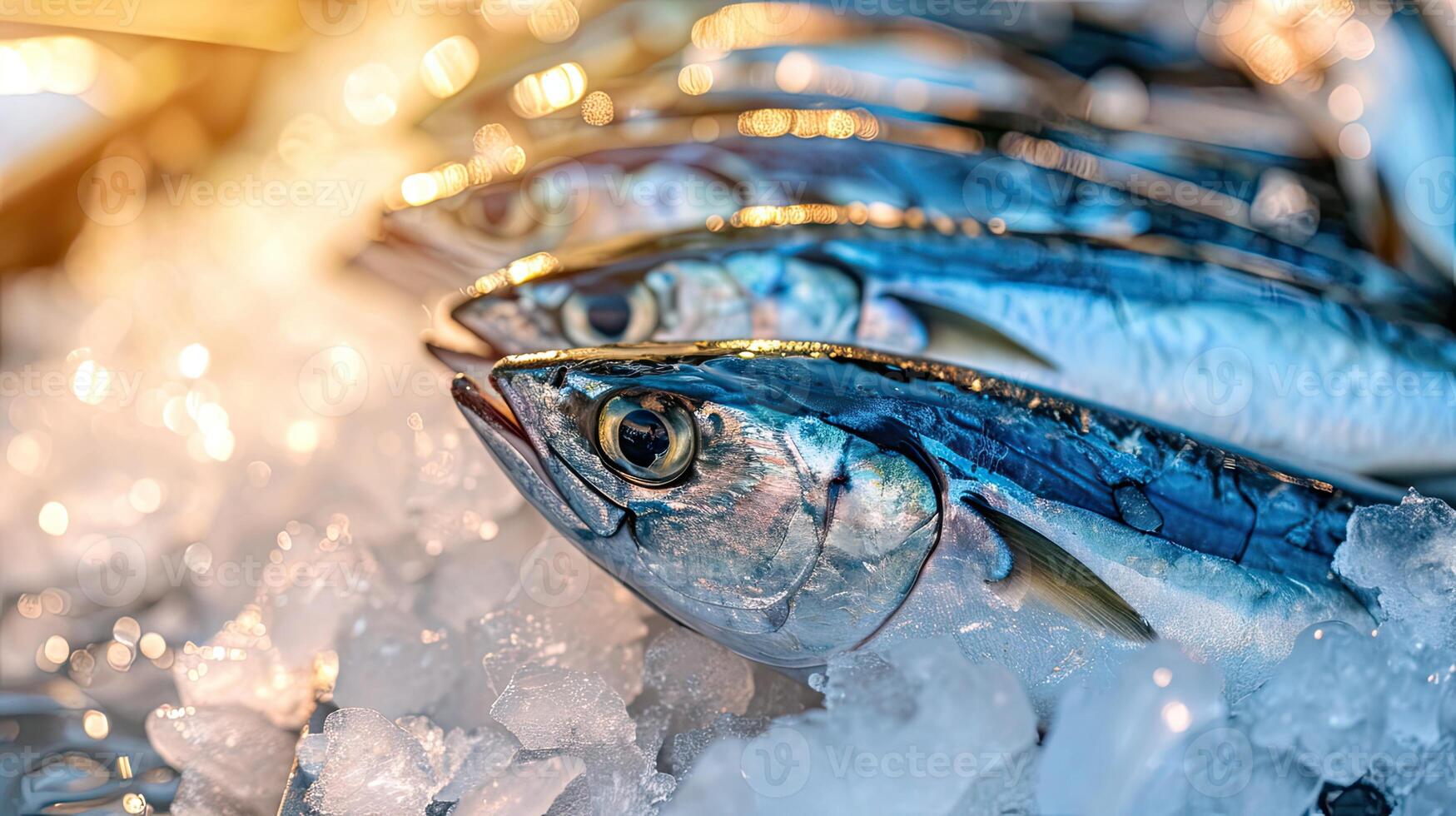 ai genererad närbild av färsk rå kort makrill eller kortkroppad makrill foto