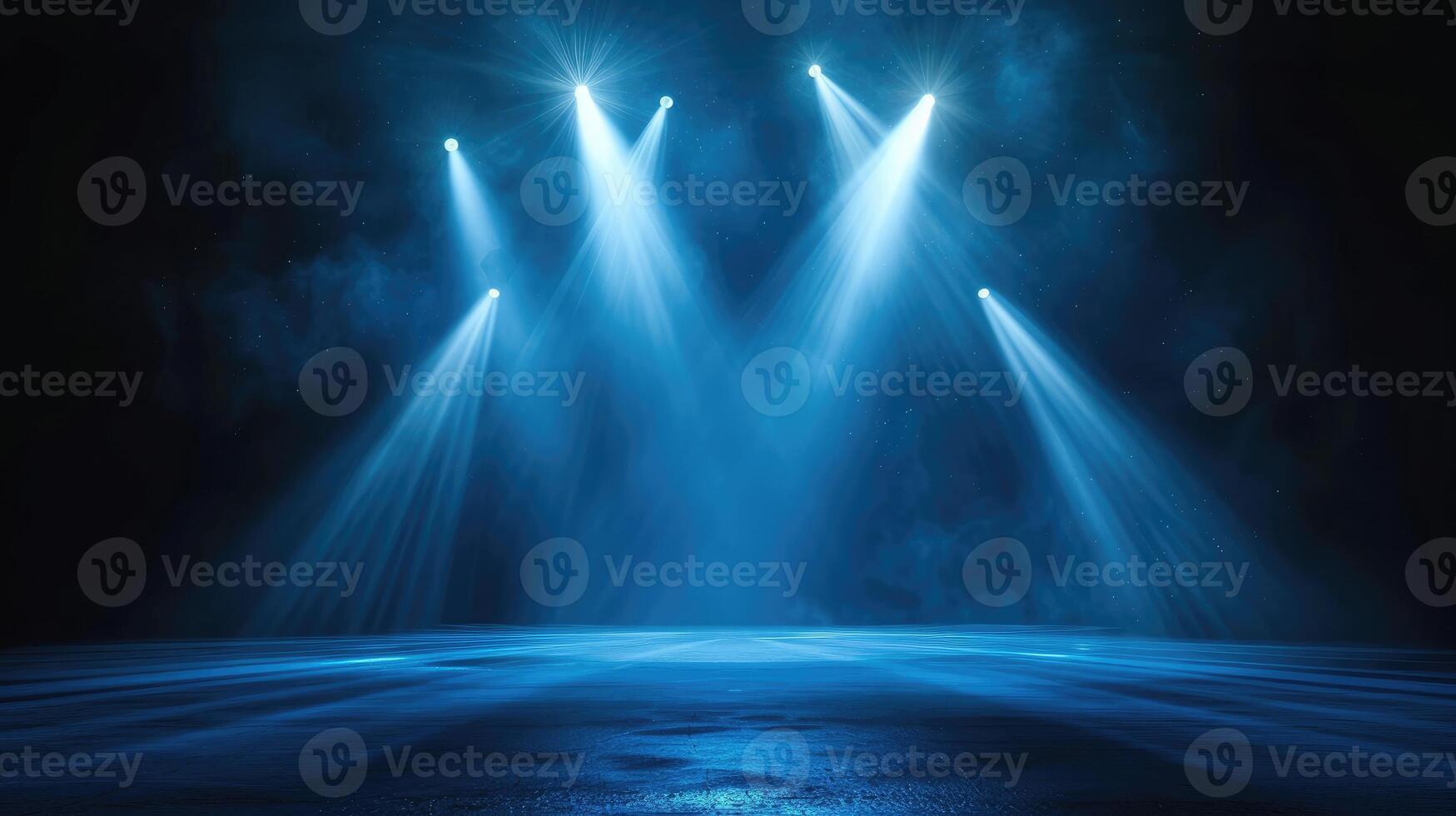 ai genererad strålkastare effekt för teater konsert skede. abstrakt lysande ljus av strålkastare upplyst foto