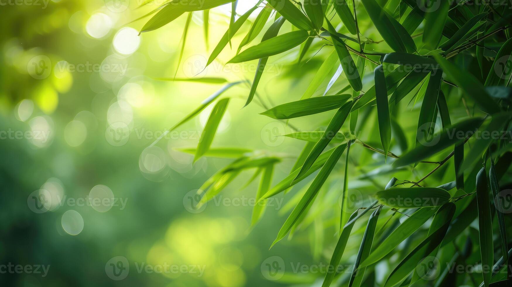 ai genererad natur av grön bambu träd i skog använder sig av som bakgrund bambu löv foto