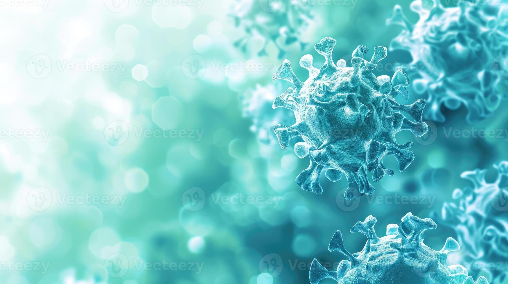 ai genererad medicinsk bakgrund med abstrakt virus celler foto