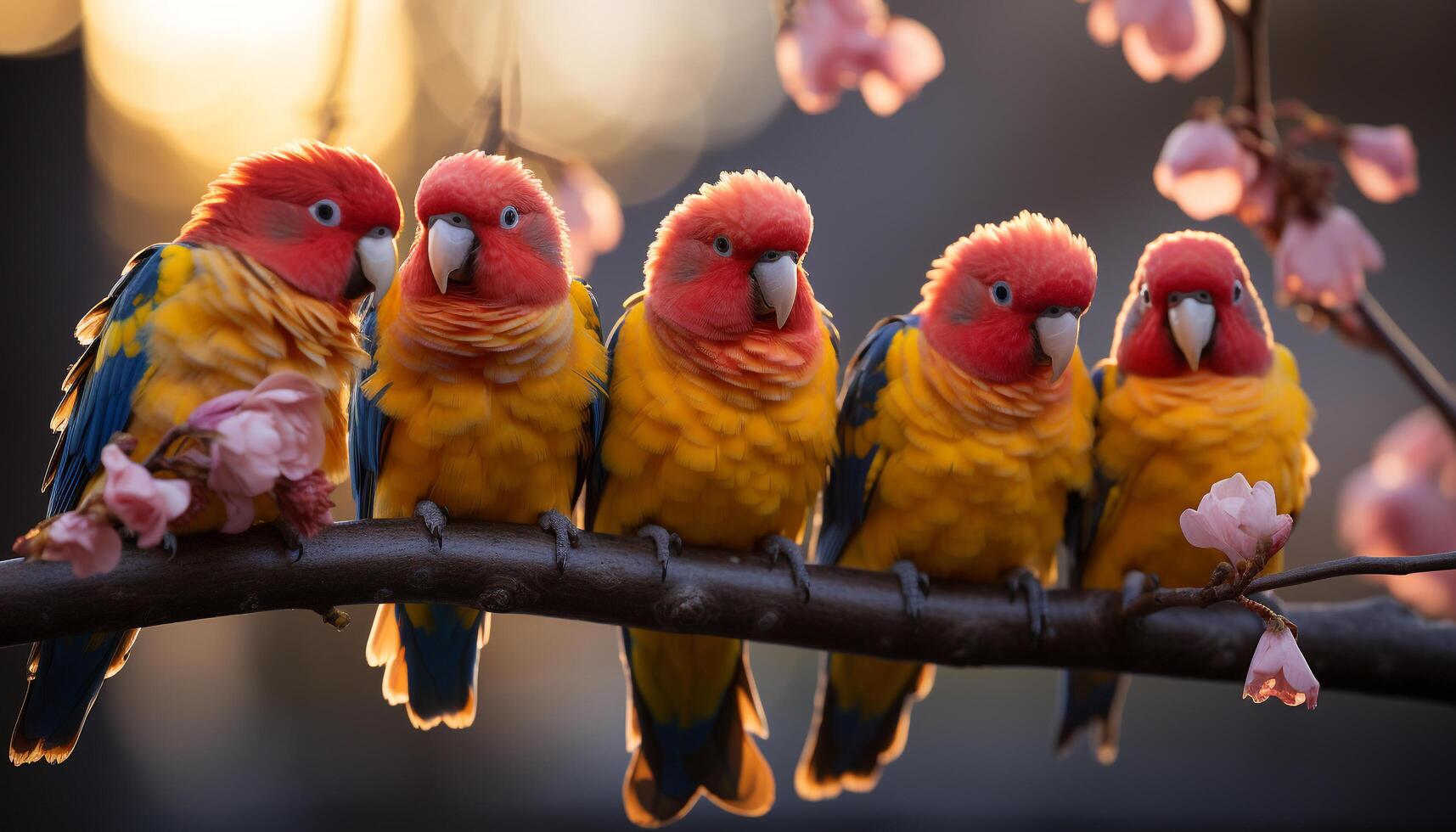 ai genererad vibrerande färgad ara perching på en gren genererad förbi ai foto