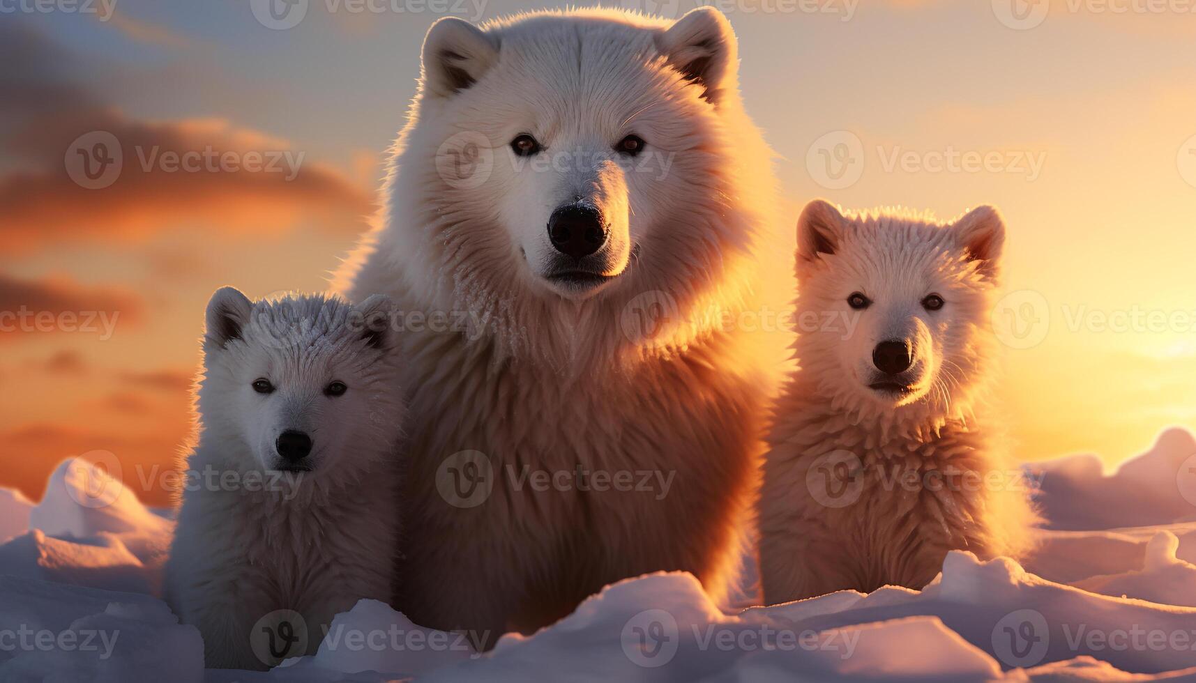 ai genererad söt polär Björn spelar i snöig arktisk landskap genererad förbi ai foto