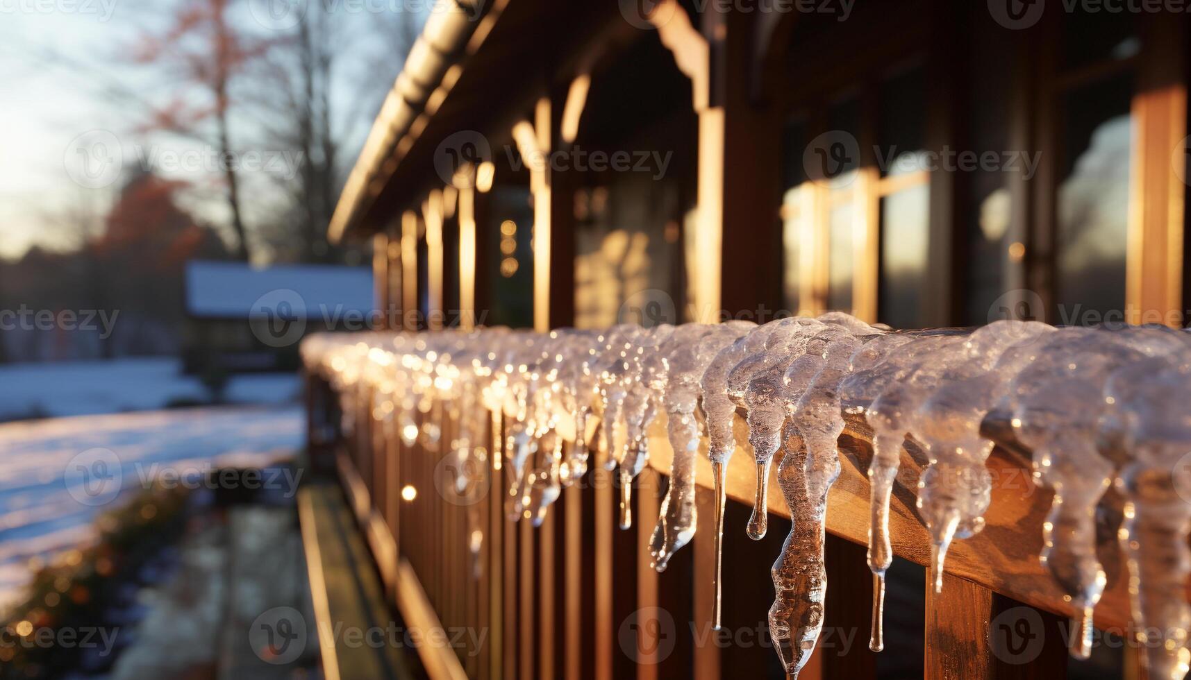 ai genererad vinter- isig grepp omvandlar natur skönhet genererad förbi ai foto