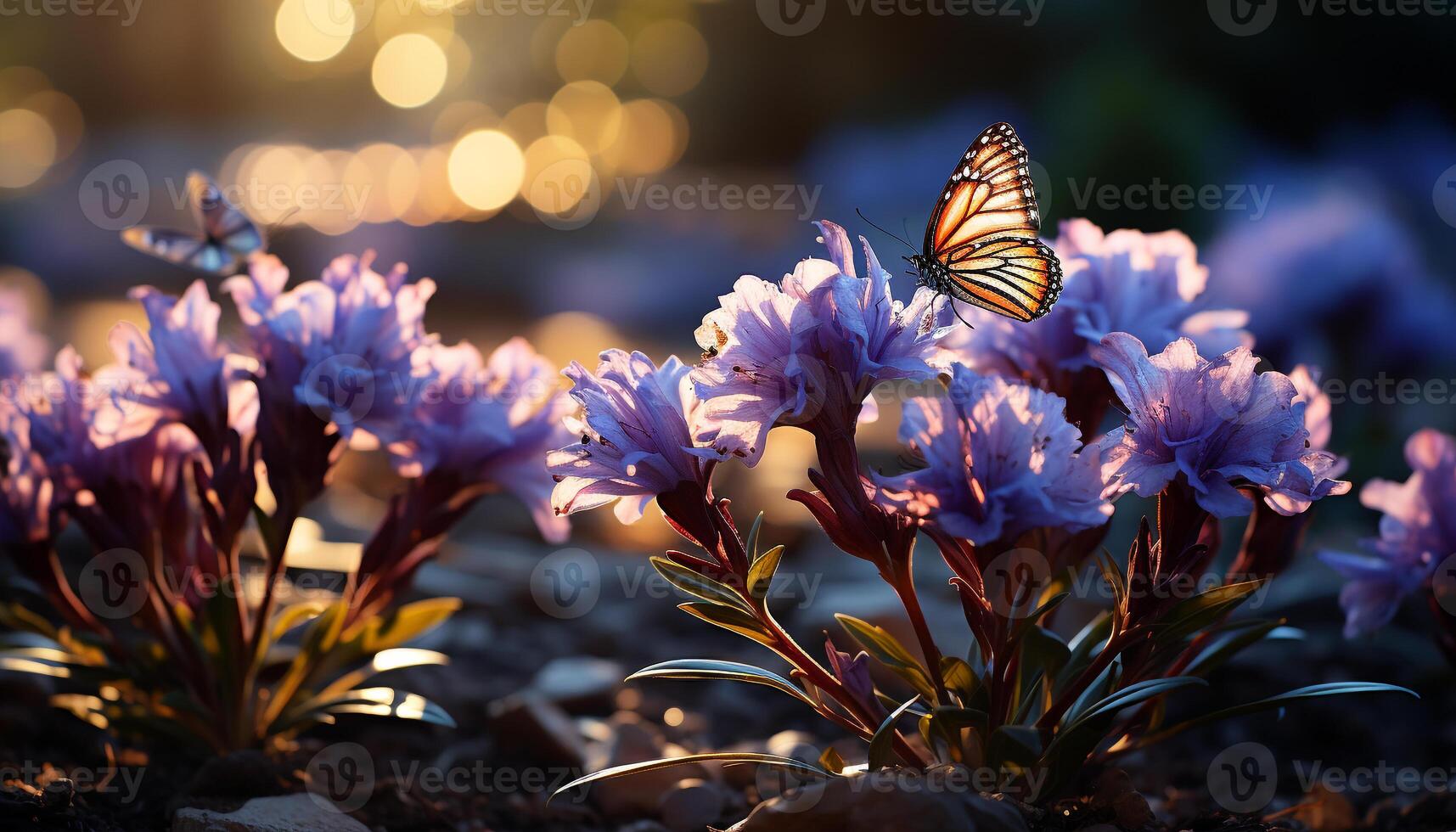 ai genererad vibrerande färger av natur blomma i sommar äng genererad förbi ai foto