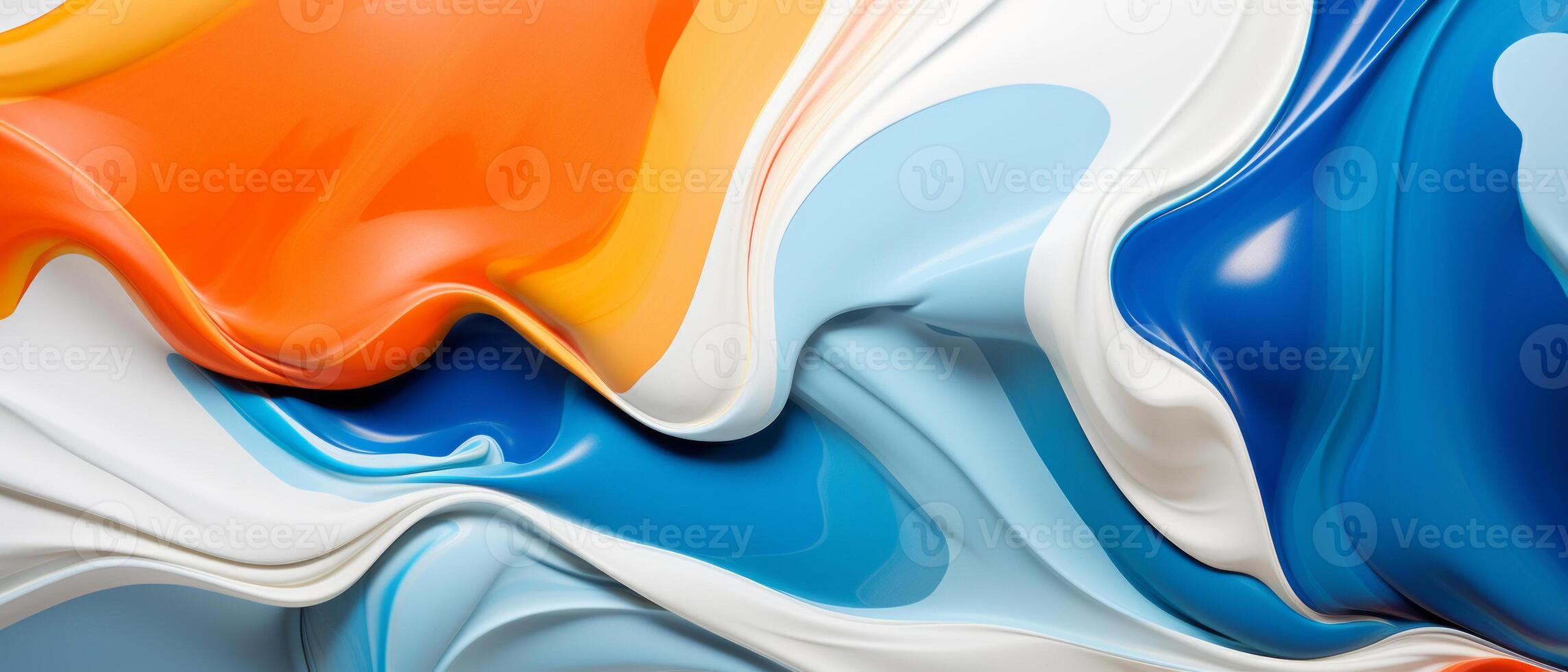 ai genererad virvlande abstrakt av blå och orange måla foto