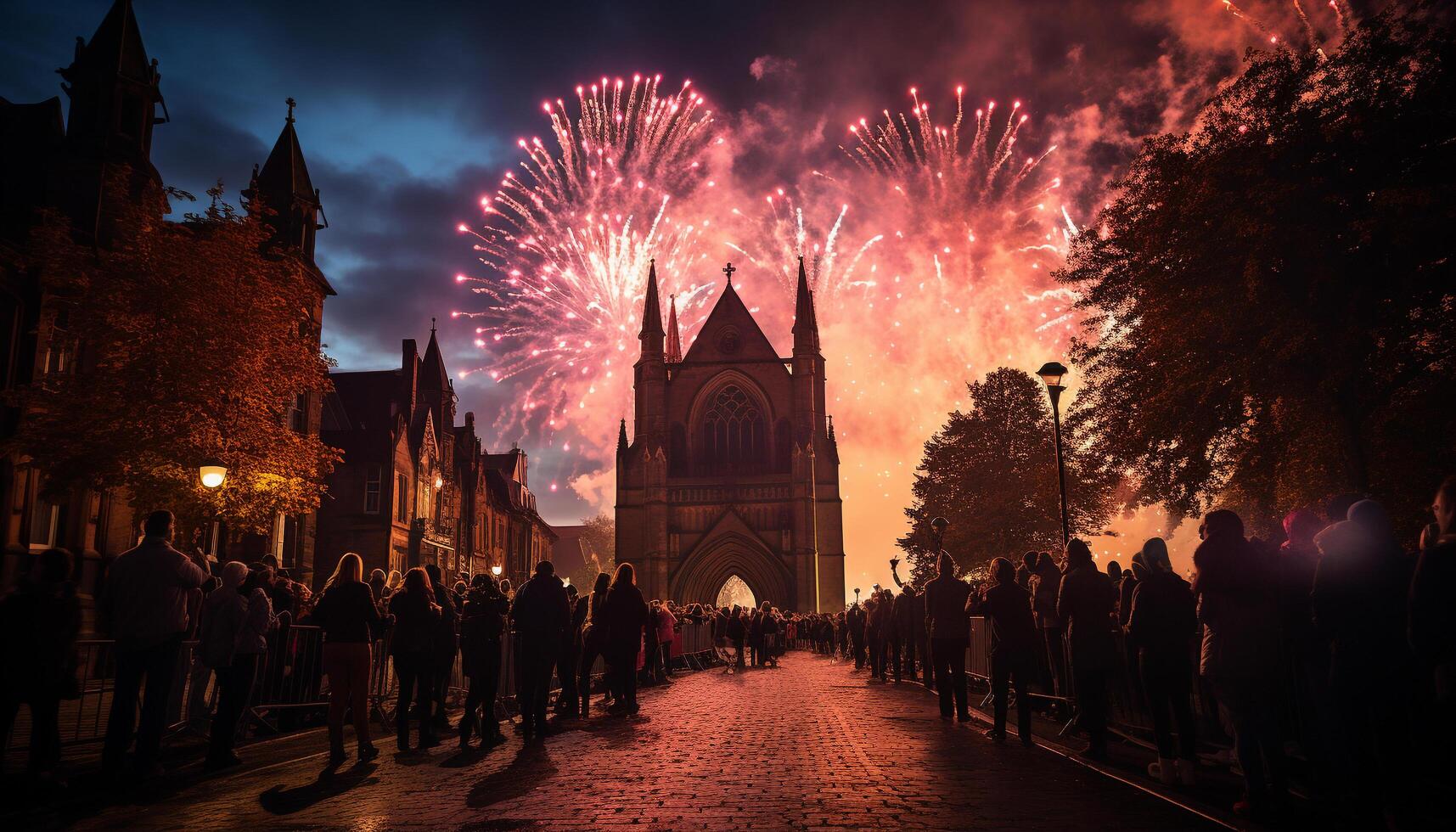 ai genererad nattetid firande tänds känd religiös arkitektur utomhus genererad förbi ai foto