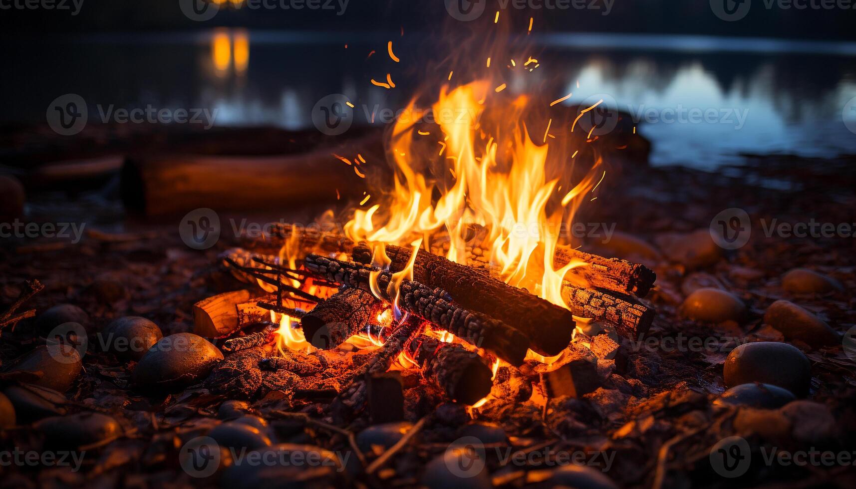 ai genererad lysande glödande kol tänds natur eldig skönhet i sommar genererad förbi ai foto