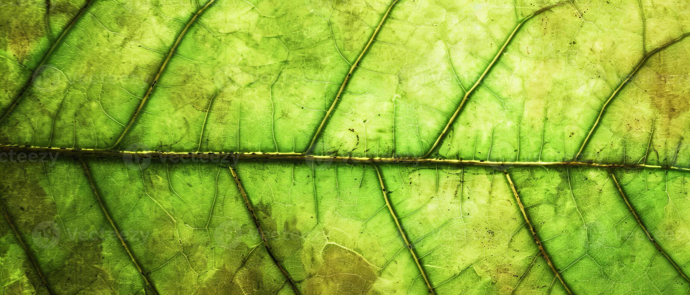 ai genererad en makro skott fångande de komplex nätverk av vener i en grön blad, highlighting de textur och mönster av natur foto