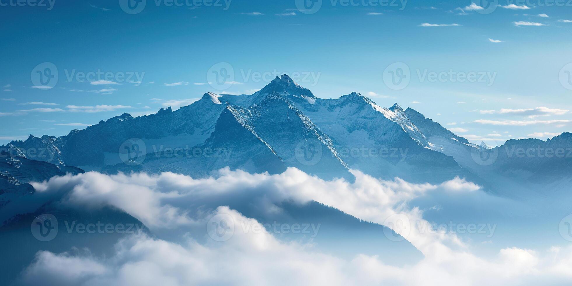 ai genererad swiss alps berg räckvidd med frodig skog dalar och ängar, landsbygden i schweiz landskap. lugn idyllisk panorama, majestätisk natur, avslappning, stillhet begrepp foto