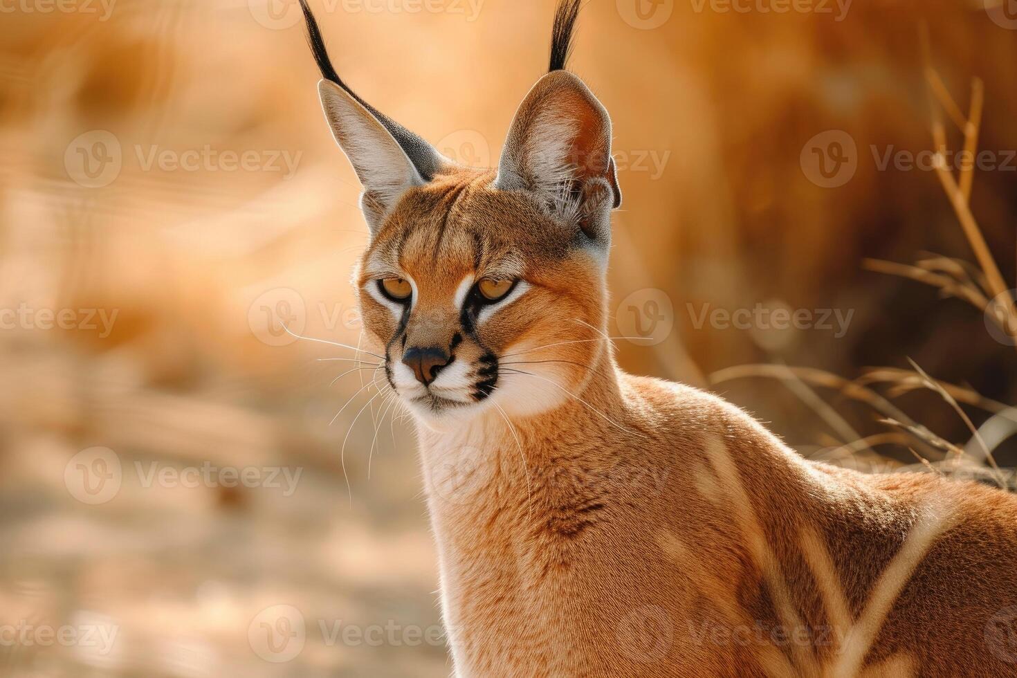 ai genererad porträtt öken- katter caracal eller afrikansk lodjur foto