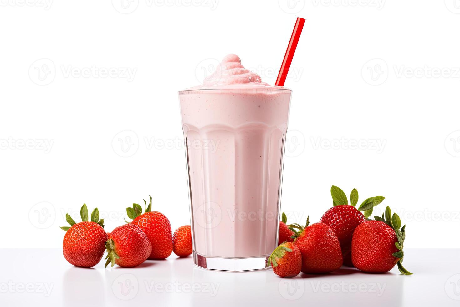 ai genererad jordgubb milkshake stänga upp foto