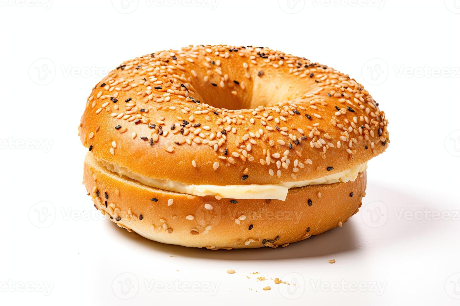 ai genererad bagel bröd stänga upp foto