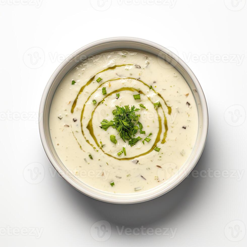 ai genererad grönsaker grädde soppa närbild foto