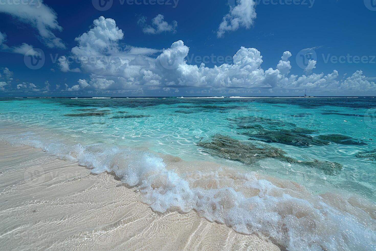 ai genererad skön tropisk turkos hav strand professionell fotografi foto
