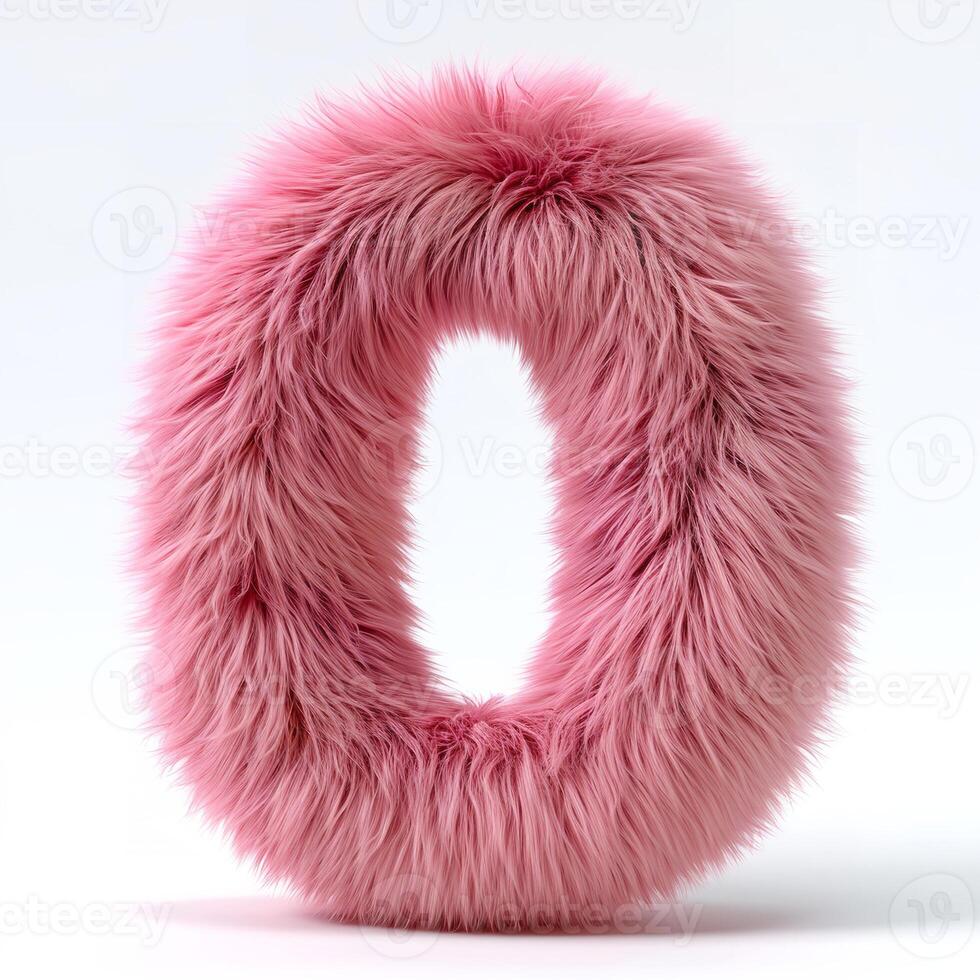 ai genererad en vibrerande rosa, fluffig, ovalformad objekt visat upp mot en ren vit bakgrund foto