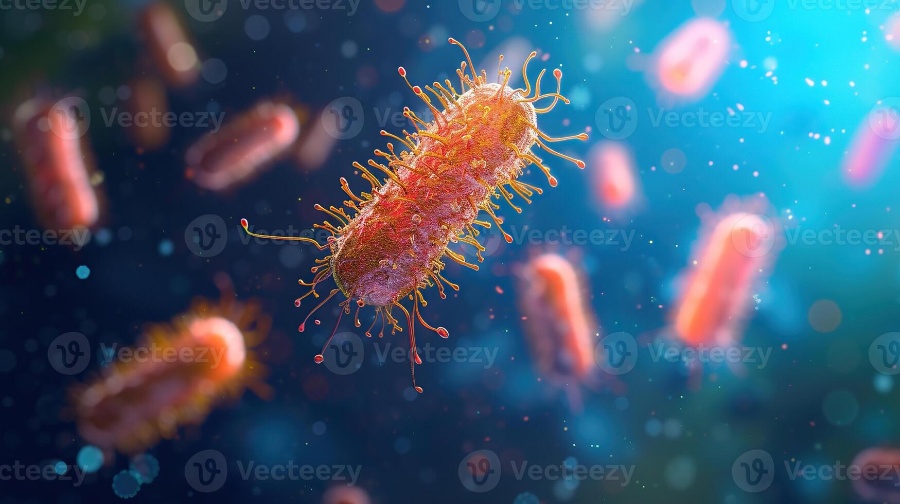 ai genererad bakterie kolonier under en mikroskop. generativ ai foto