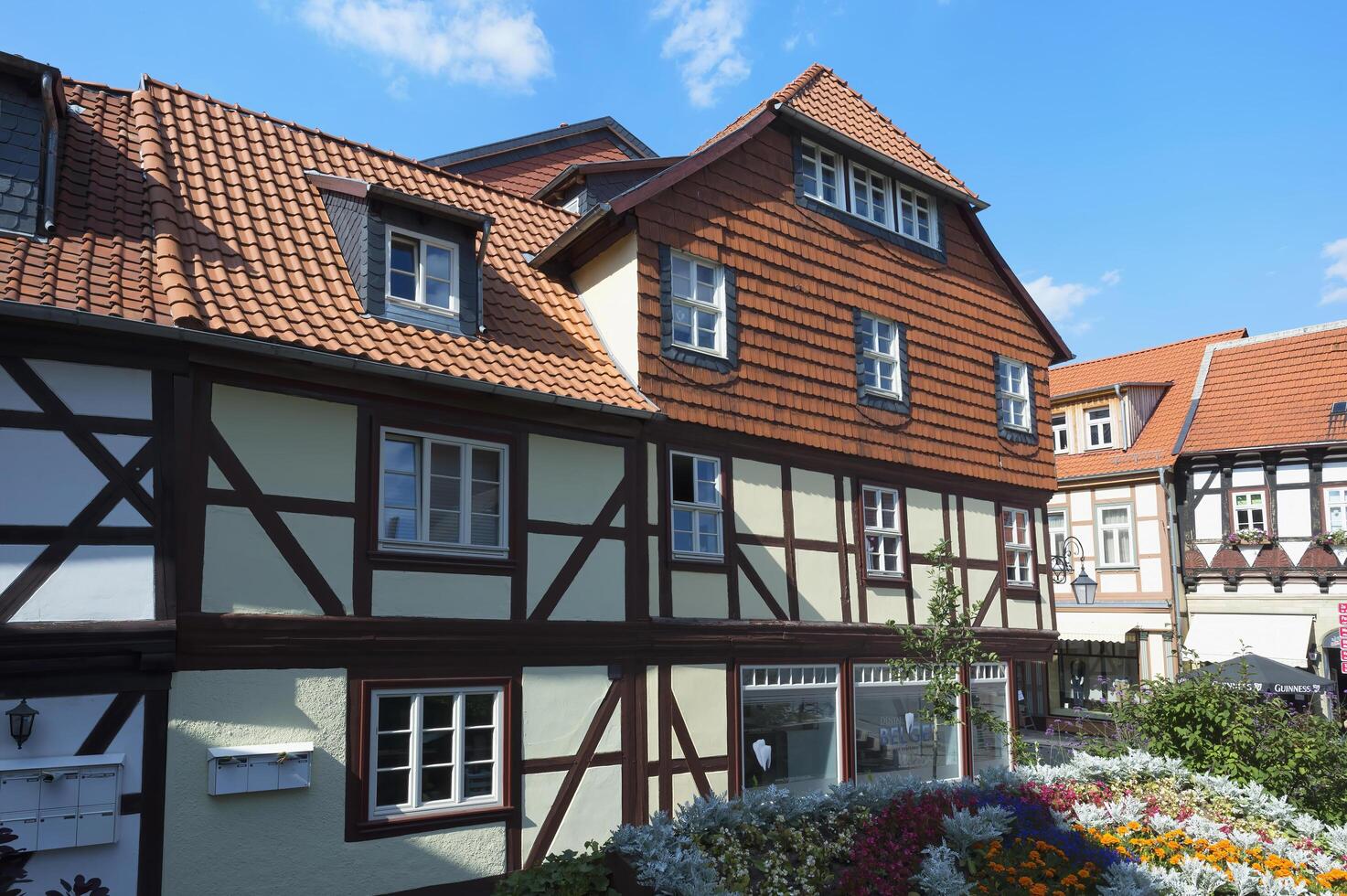 wernigerode, Tyskland - 2015, korsvirkeshus hus, wernigerode, harz, saxony anhalt, Tyskland foto