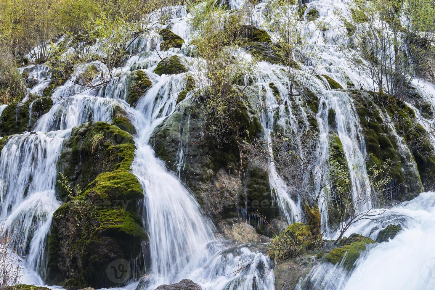 bambu sjö vattenfall, jiuzhaigou nationell parkera, sichuan provins, Kina, unesco värld arv webbplats foto