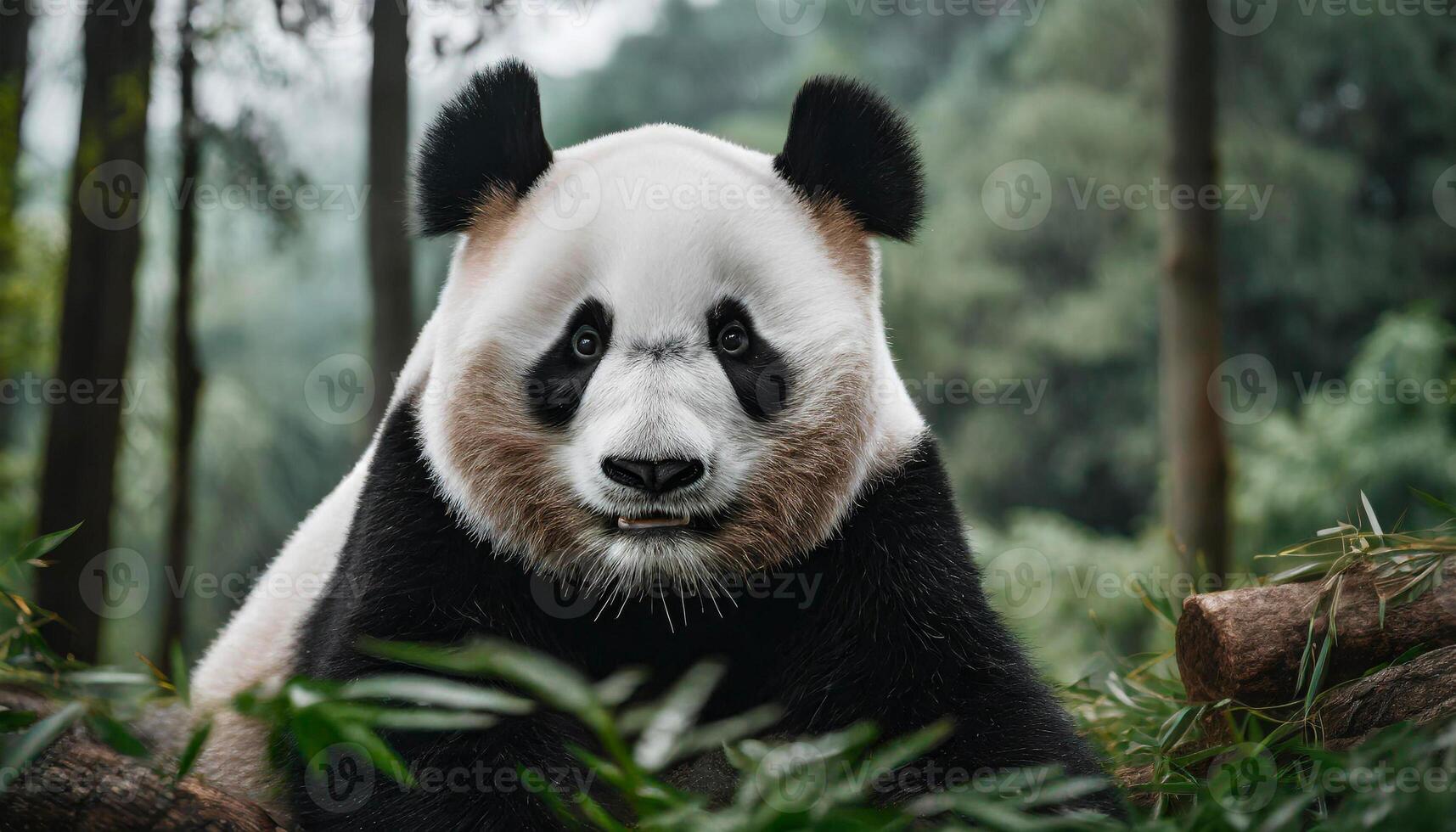 ai genererad stor vuxen panda i de skog, genererad bild foto