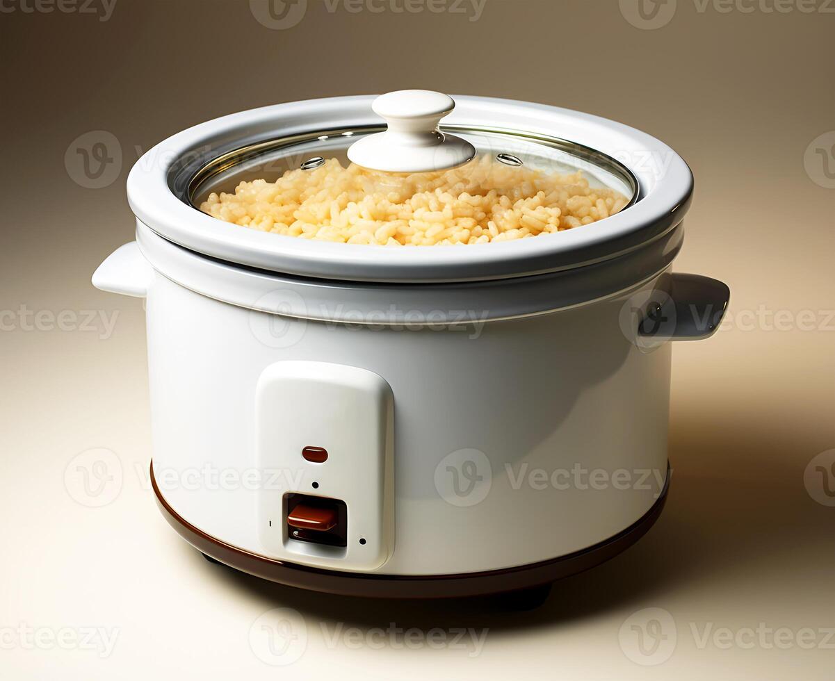 ai genererad en ris spis den där har en skön se av matlagning ris foto