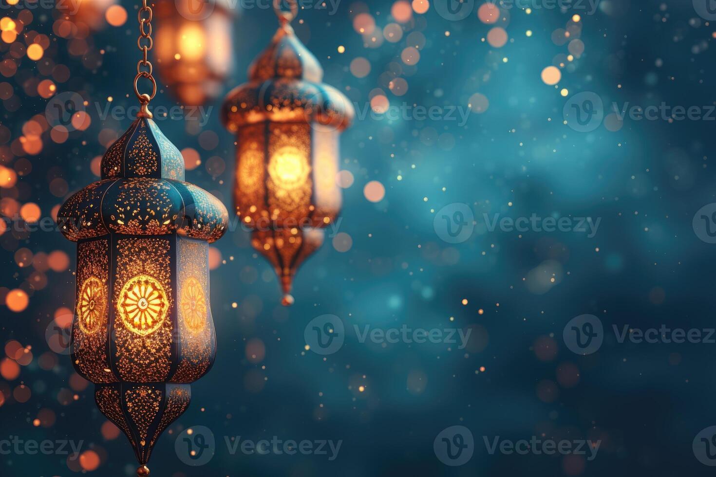 ai genererad ramadan kareem islamic eller IED mubarak hälsning kort bakgrund foto
