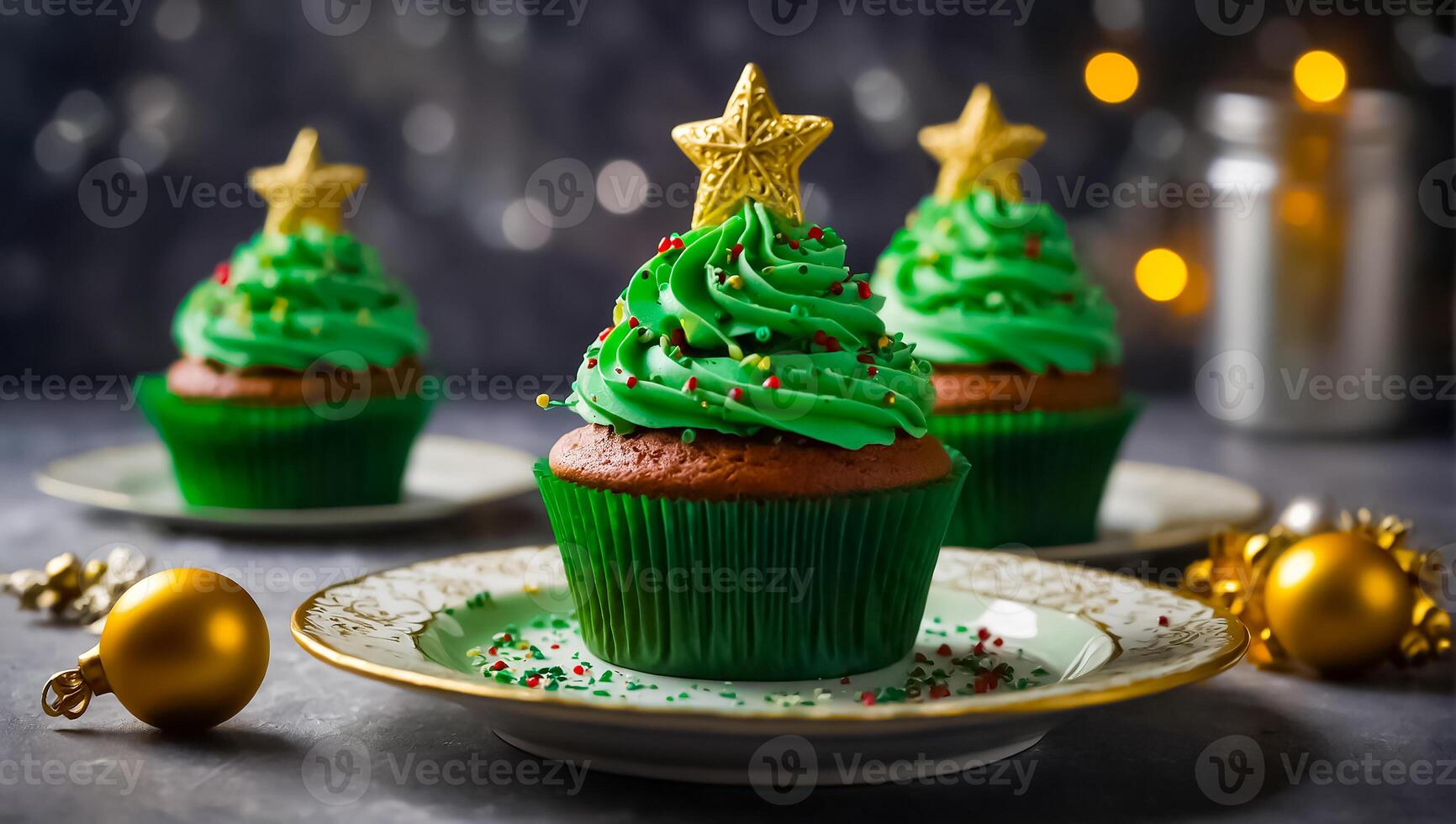 ai genererad utsökt muffins med grädde på de tabell foto