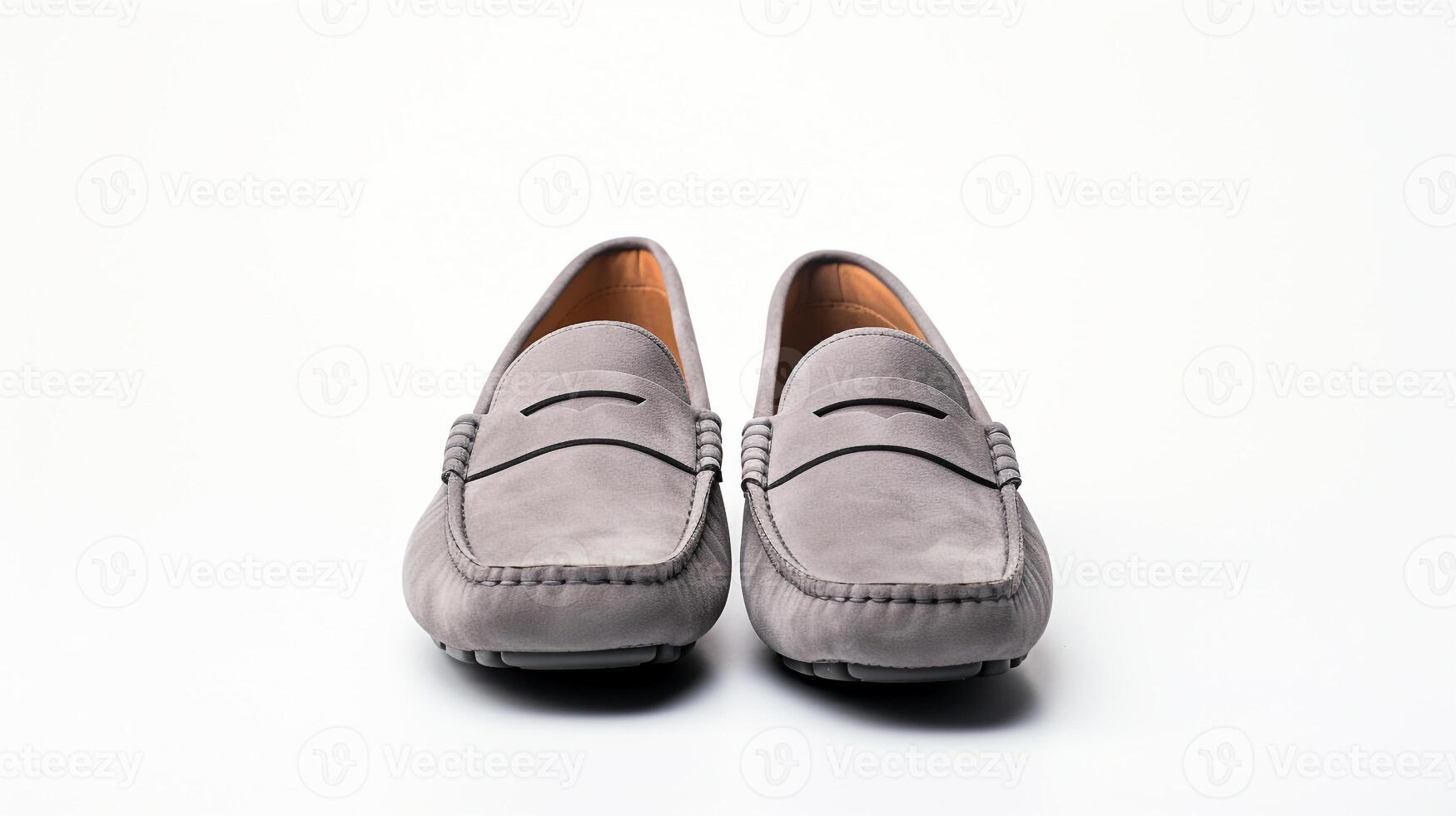 ai genererad grå mockasiner skor isolerat på vit bakgrund med kopia Plats för annons. generativ ai foto