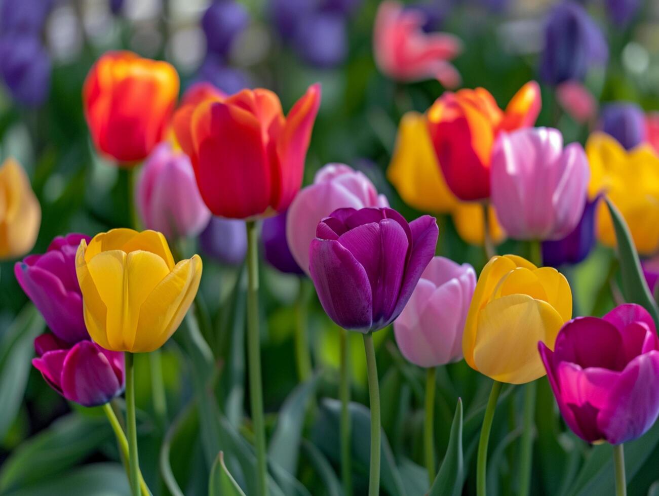 ai genererad skönhet tulpan blomma vibrerande färgrik flora ai generativ foto
