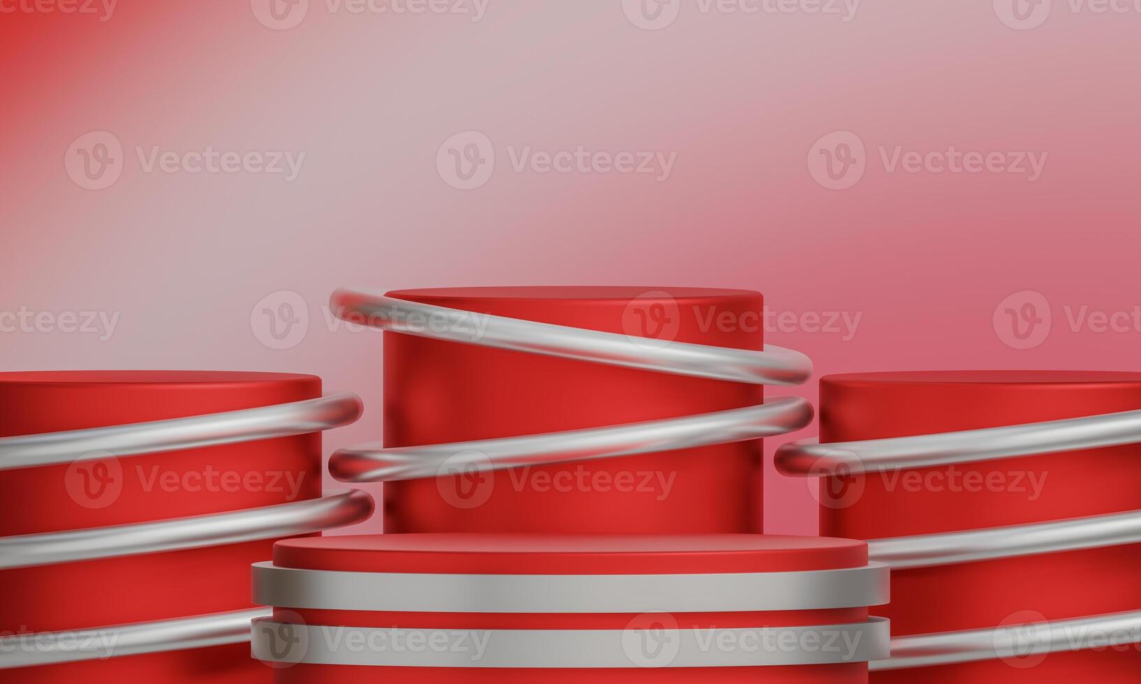röd podium 3d framställa, röd podium för produkt visa, de röd skede foto