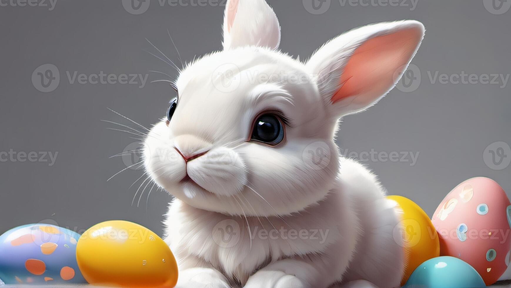 ai genererad Foto av illustration av en söt påsk kanin isolerat i en vit bakgrund teknologi. ai genererad
