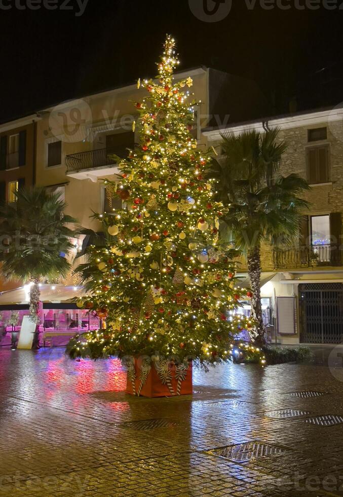 en stor jul träd i de mitten av en torg foto