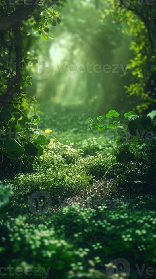 ai genererad fe- svans irländsk skog vertikal bakgrund foto