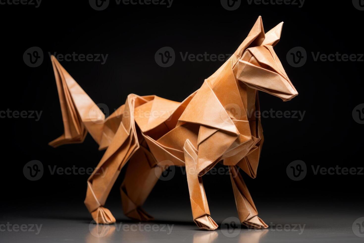 ai genererad vibrerande origami färgrik hund. generera ai foto