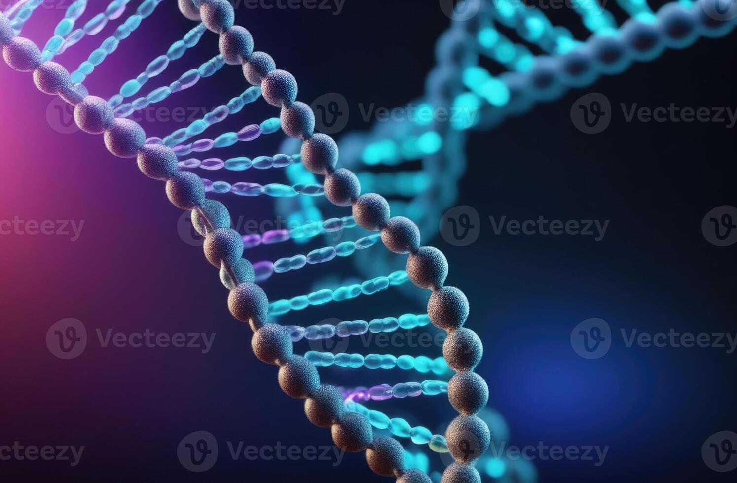 ai genererad dna dag, dna strukturera, genetisk koda, vetenskap bioteknik, blå spiral dna, medicinsk vetenskap forskning, vetenskap laboratorium experiment, mörk bakgrund foto