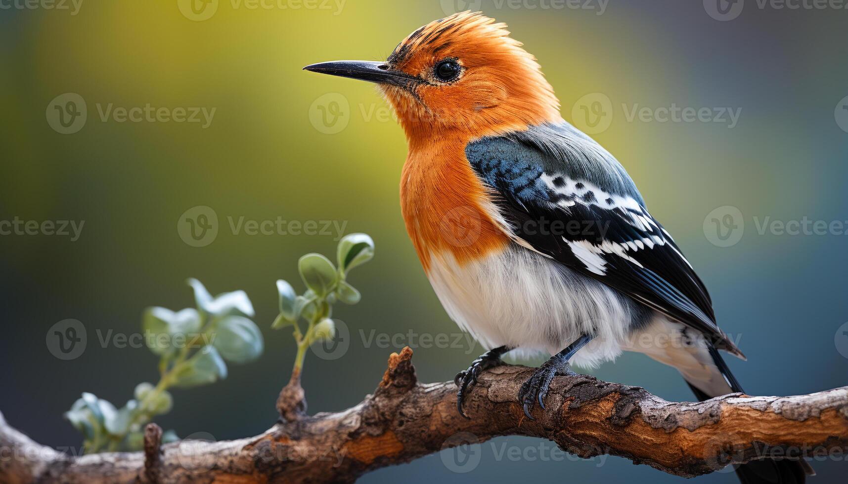 ai genererad en söt fågel perching på en gren, omgiven förbi natur genererad förbi ai foto