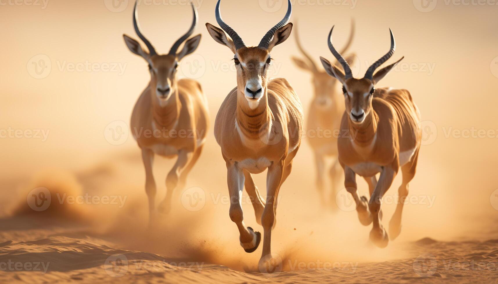 ai genererad djur- vilda djur och växter i afrika, en små grupp av behornad däggdjur genererad förbi ai foto