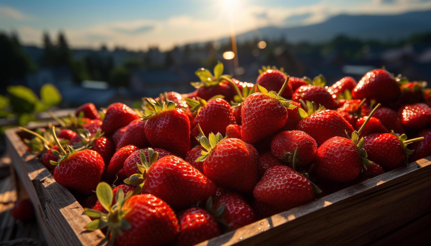 ai genererad friskhet av mogen jordgubbe, friska äter i natur gourmet efterrätt genererad förbi ai foto