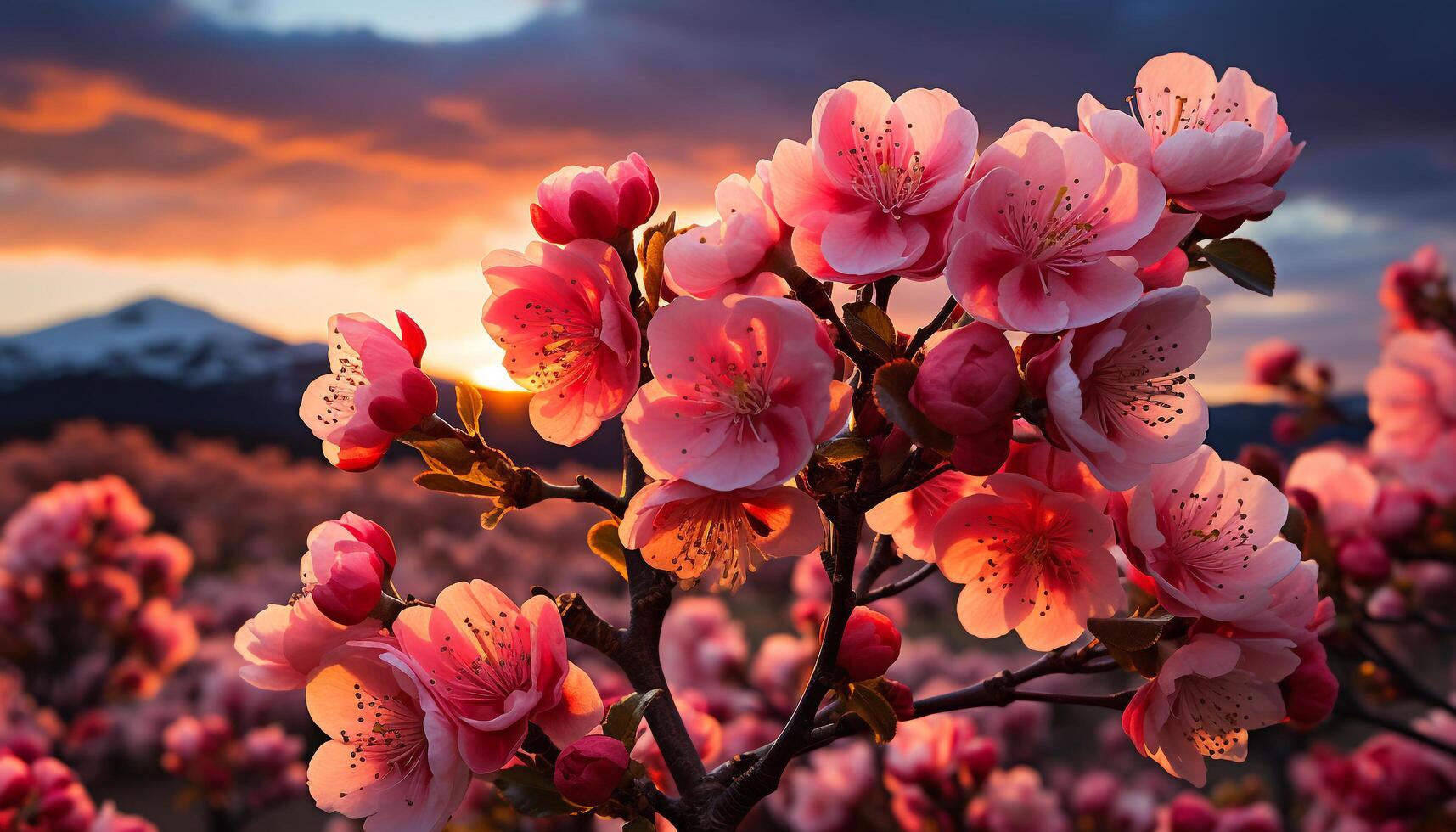 ai genererad de vibrerande bukett blommar i natur romantisk äng genererad förbi ai foto