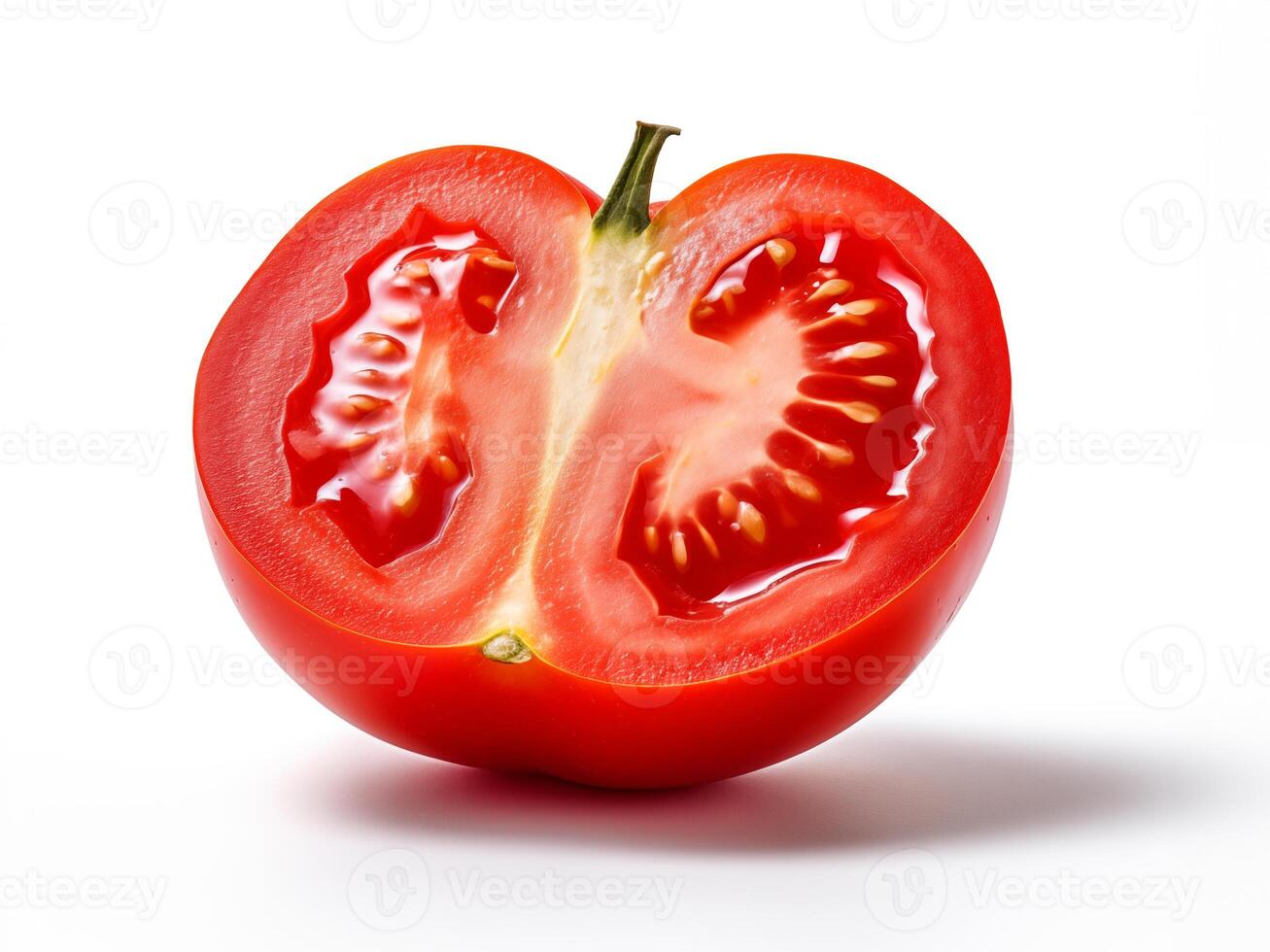 ai genererad halv tomat isolerat på vit bakgrund, med klippning väg foto