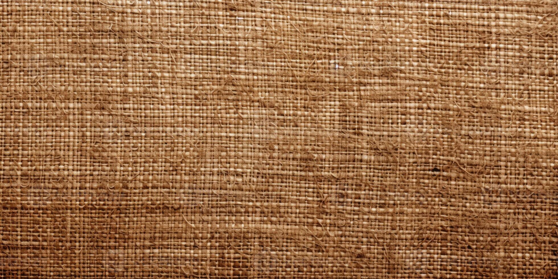 ai genererad hessian textur. säckväv naturlig tyg. brun Linné trasa. vävd yta bakgrund. tuff textil. generativ ai foto