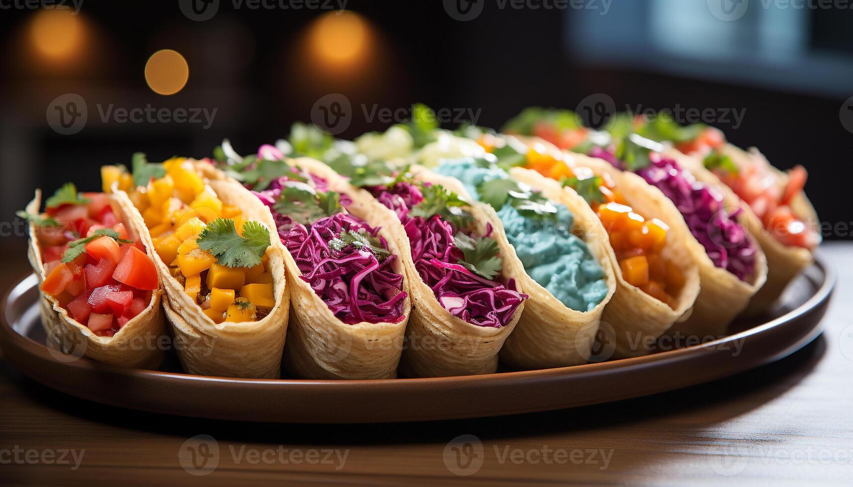 ai genererad friskhet på tallrik gourmet sallad, friska äter, hemlagad guacamole genererad förbi ai foto